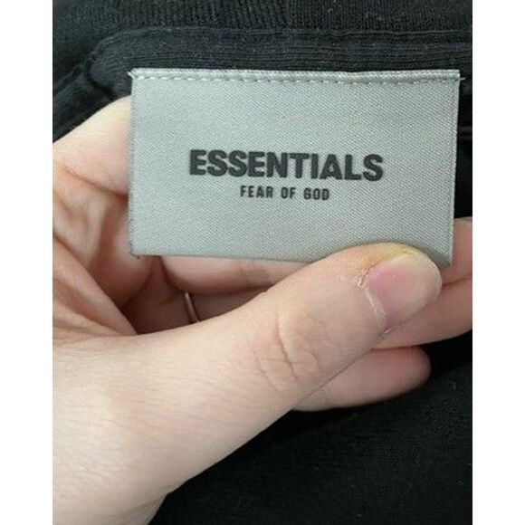 Fear of God Essentials Logo Print Jersey Hoodie in Black Cotton - Picture 8 of 8